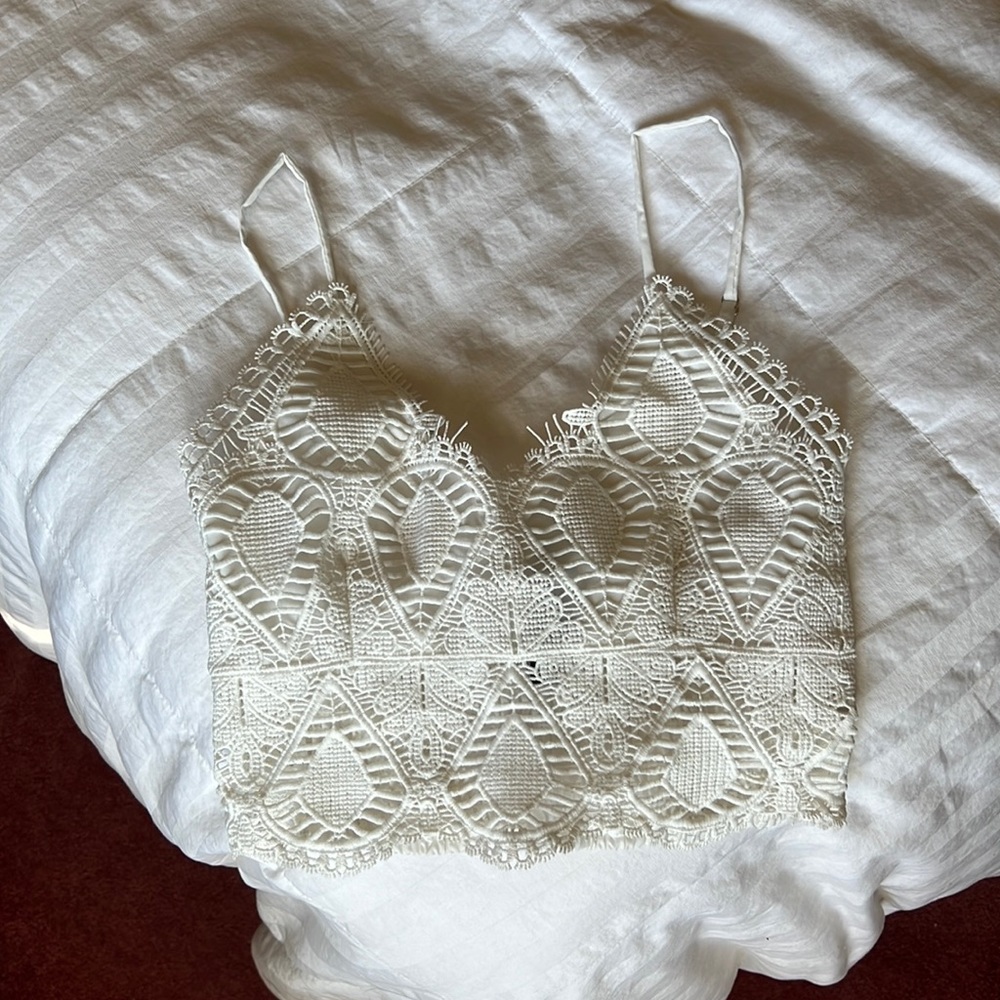 White, Eyelet Crop Top